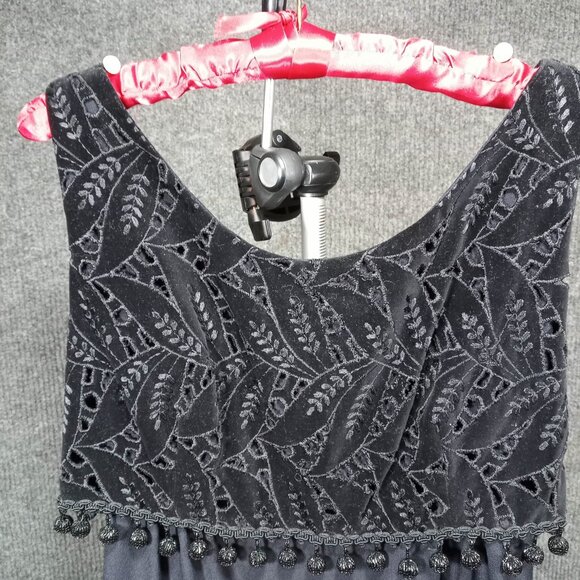 1950's Black Rayon Velvet Bodice Dingle Ball Dress by Best & Co, 5th Ave - Picture 2 of 10